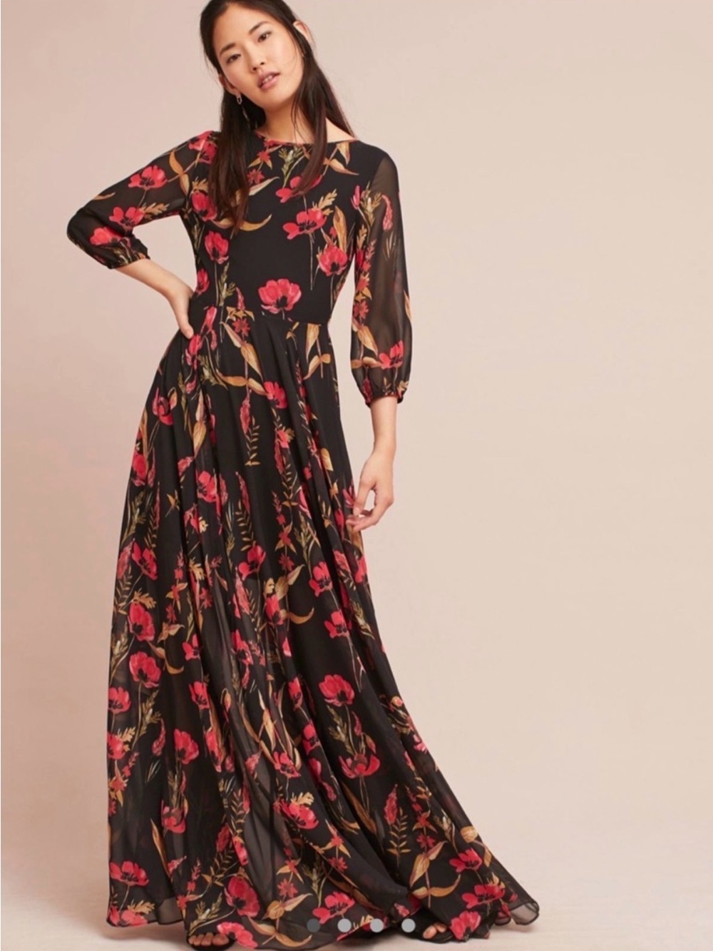 Yumi Kim Dark Woodstock Floral Maxi Dress - Medium